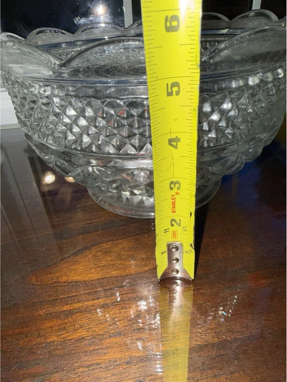 Wexford Anchor Hocking ornate Bowl Footed Glass Center Piece Vtg, grandmacore